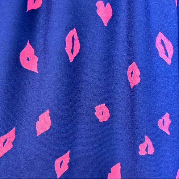 ModCloth Faux Wrap Flutter Sleeve Kiss Print Dress Size XL L12 - Picture 7 of 12